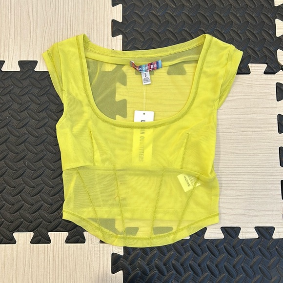 Urban Outfitters UO Nyla Mesh Light Neon Green Cropped Corset Top Size small NWT - Picture 5 of 12